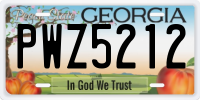GA license plate PWZ5212