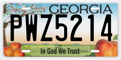 GA license plate PWZ5214