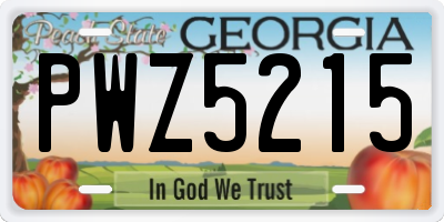 GA license plate PWZ5215