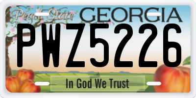 GA license plate PWZ5226