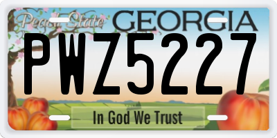 GA license plate PWZ5227