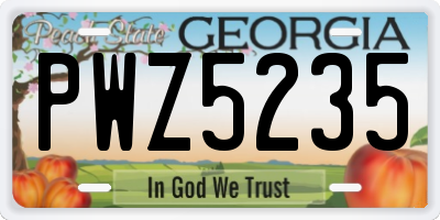 GA license plate PWZ5235