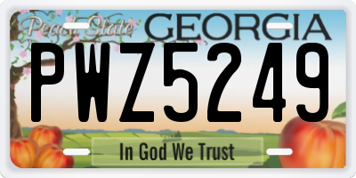 GA license plate PWZ5249