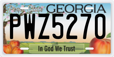 GA license plate PWZ5270