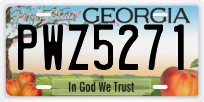 GA license plate PWZ5271