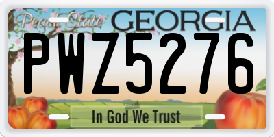 GA license plate PWZ5276