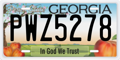 GA license plate PWZ5278