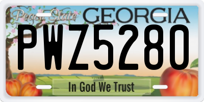 GA license plate PWZ5280