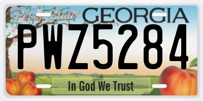 GA license plate PWZ5284