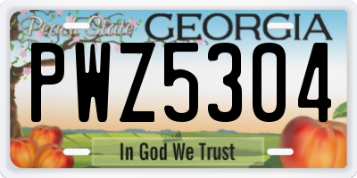 GA license plate PWZ5304