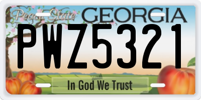 GA license plate PWZ5321