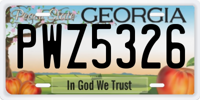 GA license plate PWZ5326