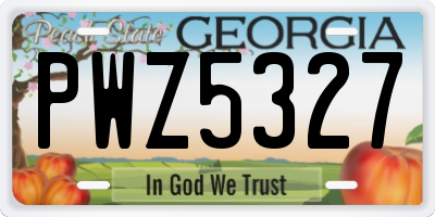 GA license plate PWZ5327