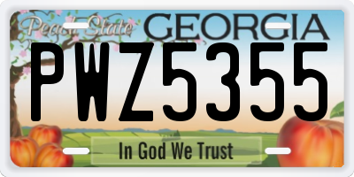 GA license plate PWZ5355