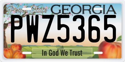 GA license plate PWZ5365