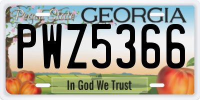 GA license plate PWZ5366