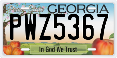 GA license plate PWZ5367
