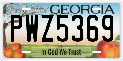 GA license plate PWZ5369