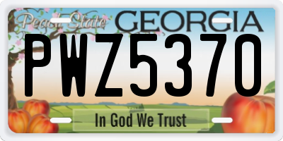 GA license plate PWZ5370