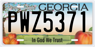 GA license plate PWZ5371