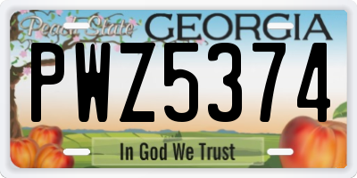 GA license plate PWZ5374