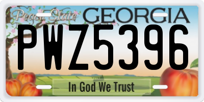 GA license plate PWZ5396