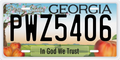 GA license plate PWZ5406