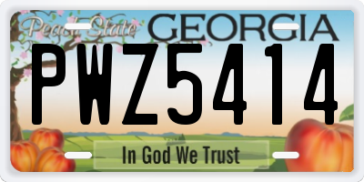 GA license plate PWZ5414
