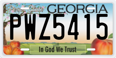 GA license plate PWZ5415