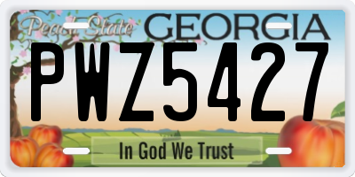 GA license plate PWZ5427