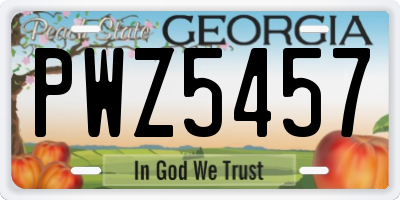 GA license plate PWZ5457