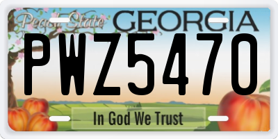 GA license plate PWZ5470