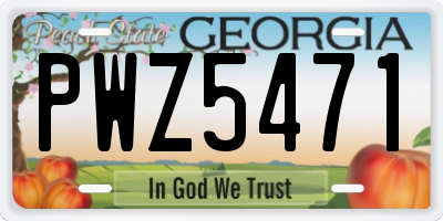 GA license plate PWZ5471