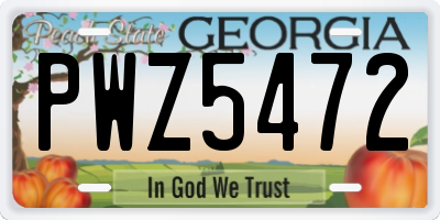 GA license plate PWZ5472