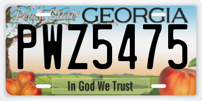 GA license plate PWZ5475
