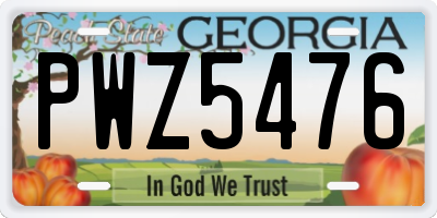 GA license plate PWZ5476