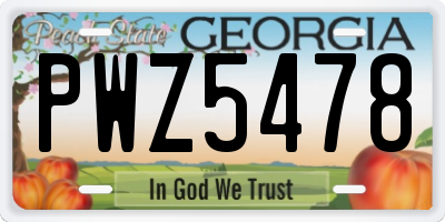 GA license plate PWZ5478