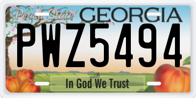 GA license plate PWZ5494