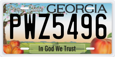 GA license plate PWZ5496