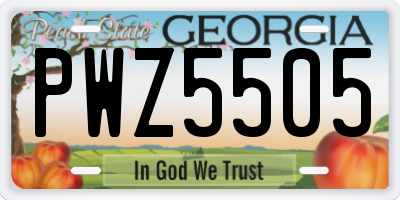 GA license plate PWZ5505