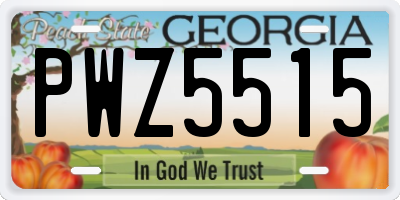 GA license plate PWZ5515