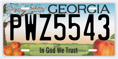 GA license plate PWZ5543