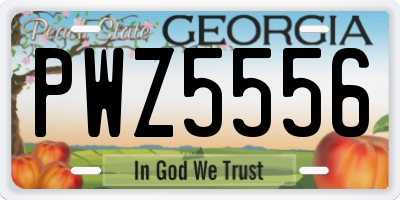 GA license plate PWZ5556
