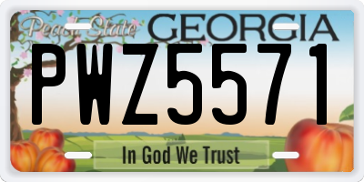 GA license plate PWZ5571