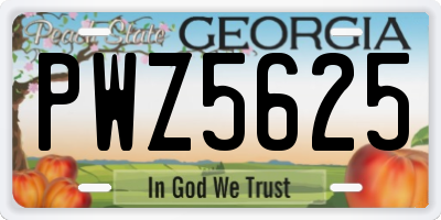 GA license plate PWZ5625