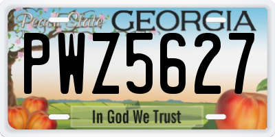 GA license plate PWZ5627