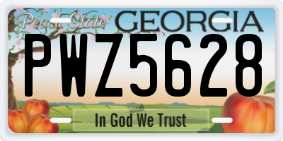 GA license plate PWZ5628