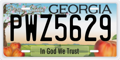 GA license plate PWZ5629