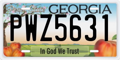 GA license plate PWZ5631