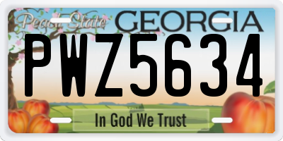 GA license plate PWZ5634